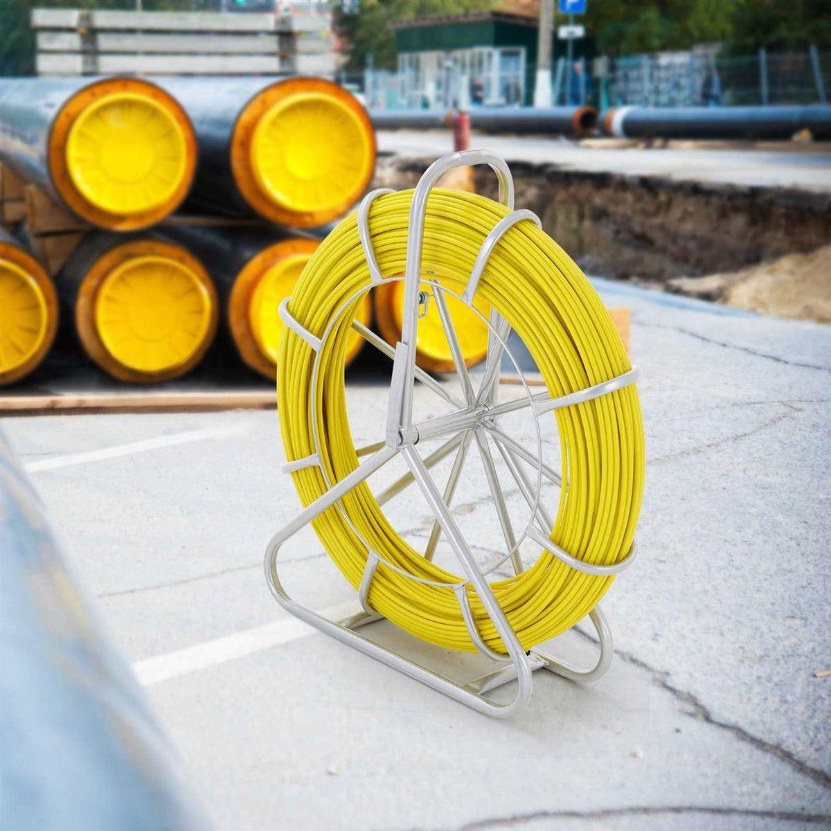 600 ft. x 5/16 in. Non-Conductive Fiberglass Fish Tape with Steel Reel Stand S595