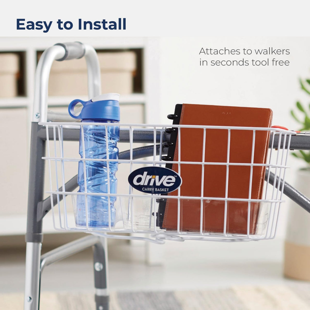 White Walker Basket with Plastic Cup Holder F991261