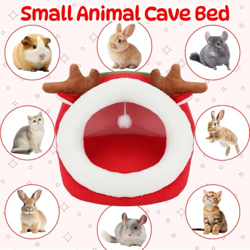 Cozy Reindeer Christmas Pet Bed Cave with Removable Cushion K220