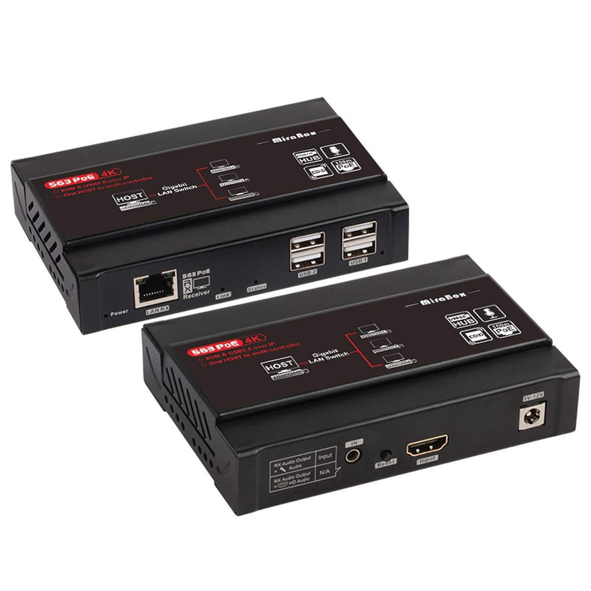 HDMI USB KVM Extender, 80m 1080P@60Hz Over Rj45 Cat5 Cat5e Cat6 Cat6e, USB2.0 * 2, Transmitter and Receiver X818359