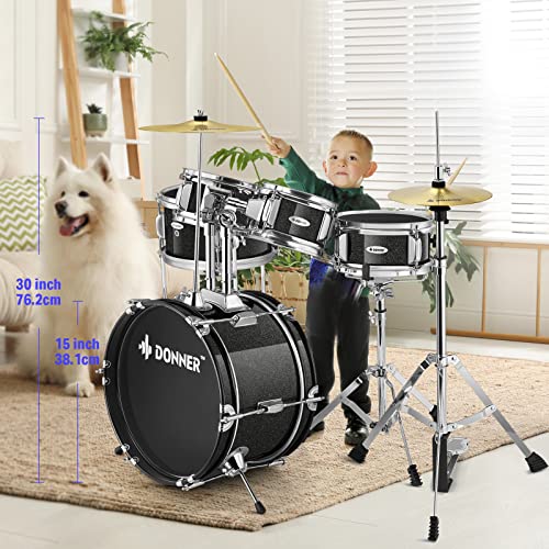 5-Piece 14 inch Full Size Junior Drum Kit Metallic Black Z49780