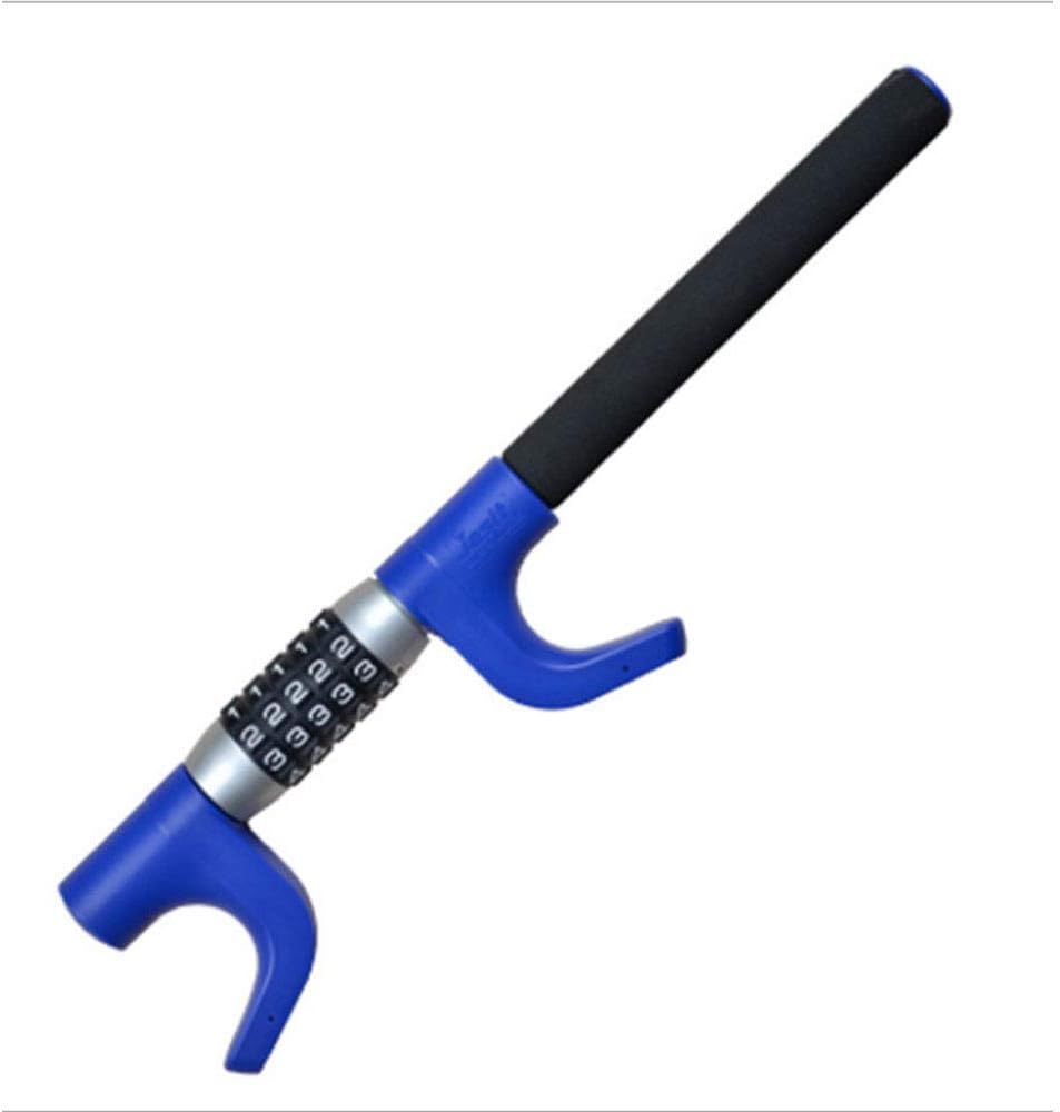 5 Digit Combination Steering Wheel Lock Retractable Double Hook Steel Plastic Blue O843061