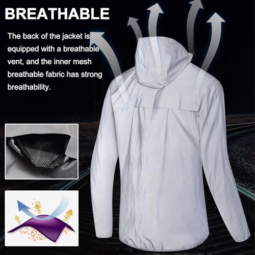 Reflective Waterproof Breathable Cycling Jacket with Hood T3888