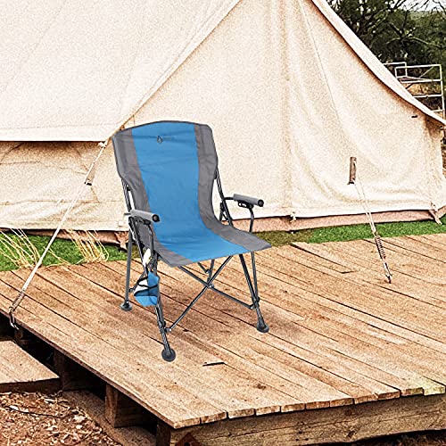 Tan & Gray Heavy-Duty Folding Camping Quad Chair with Cup Holder X594