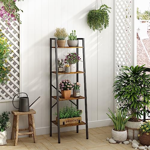 5-Tier Narrow Ladder Bookshelf, Metal Frame, Greige X223