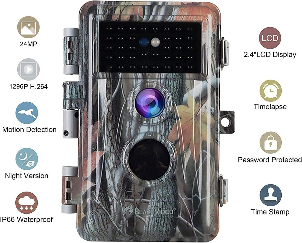 2-Pack Night Vision Trail Cameras 24MP 1296P IP66 Waterproof N979374