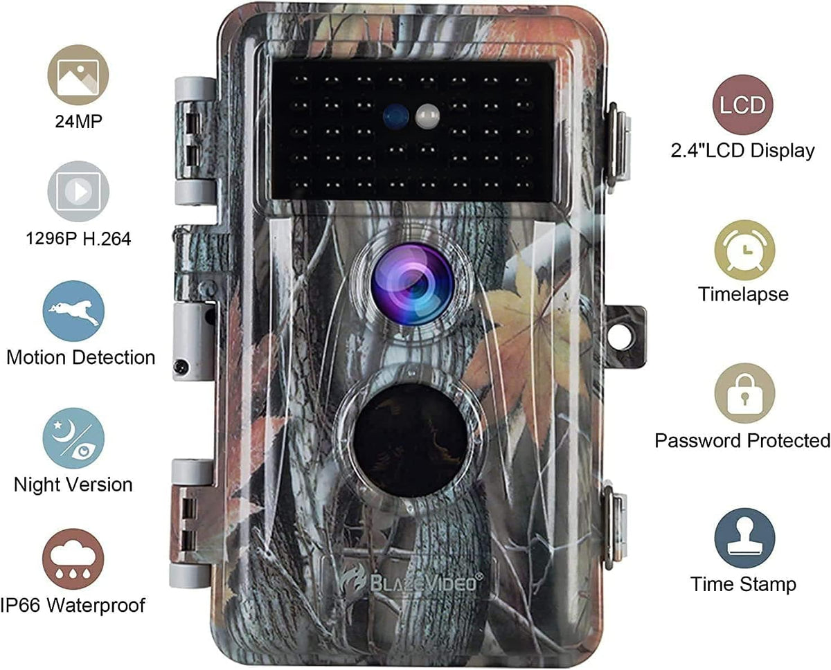 2-Pack Night Vision Trail Cameras 24MP 1296P IP66 Waterproof N979374