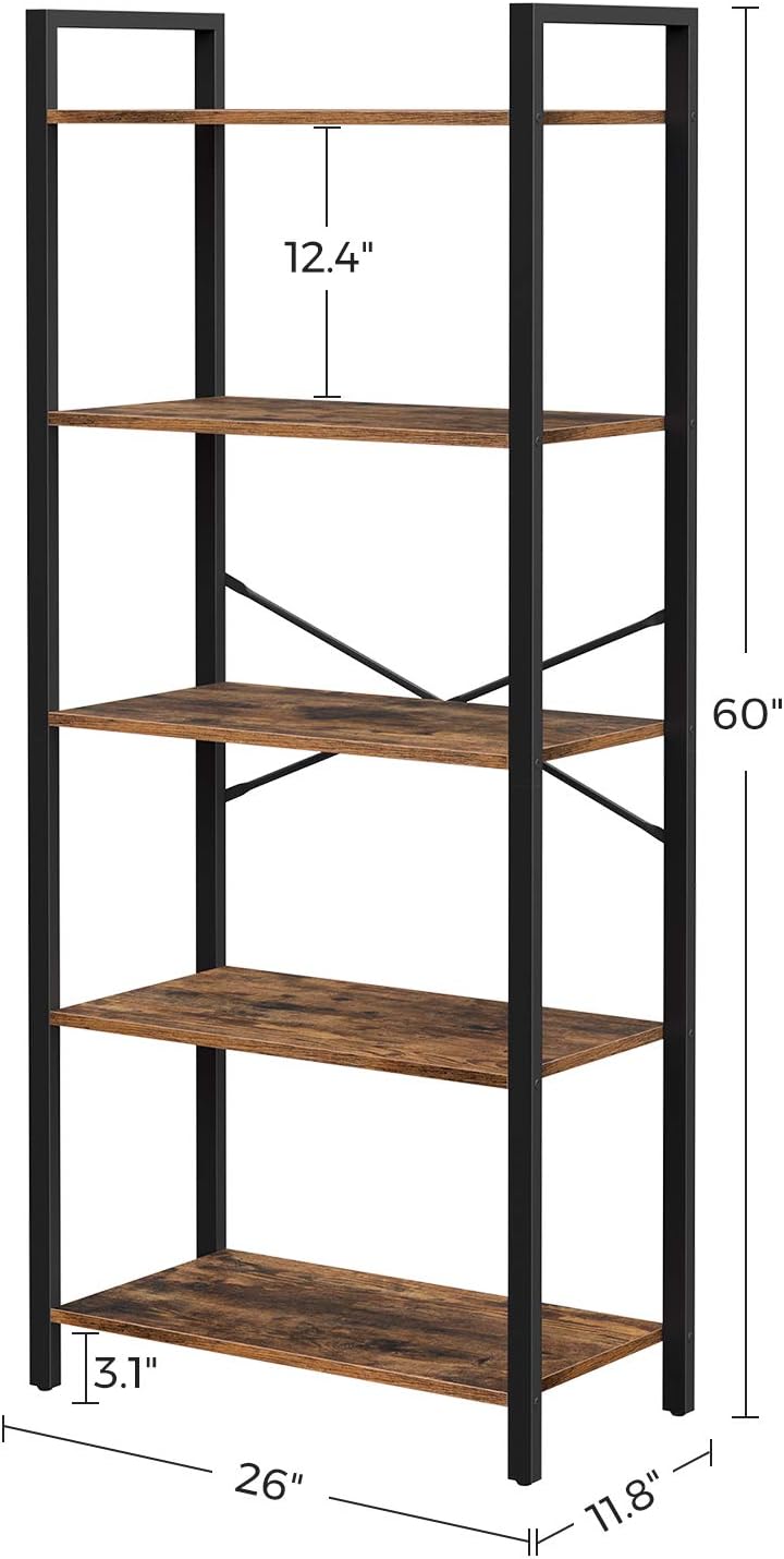 5-Tier Bookshelf with Steel Frame N7444