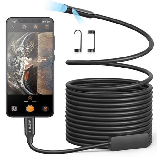 Dual Lens Endoscope Camera with Light, 1080P HD Borescope with 8 LED Lights, USB Endoscope with 16.5ft Semi-Rigid Snake Camera, IP67 Waterproof Inspection Camera K410