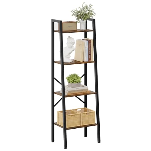 5-Tier Narrow Ladder Bookshelf, Metal Frame, Greige X223