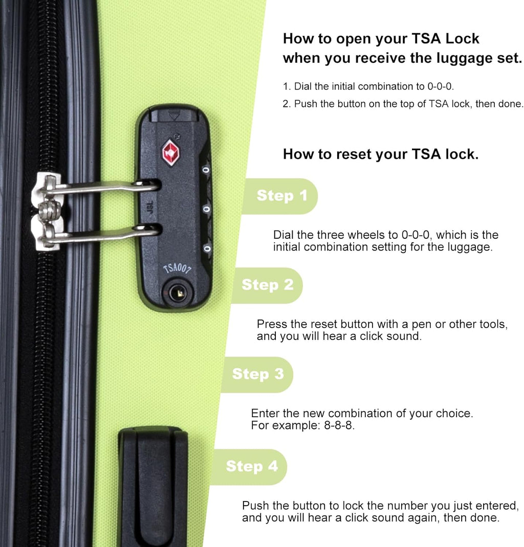 4 Piece Lightweight Luggage Set with TSA Lock & Spinner Wheels E4656
