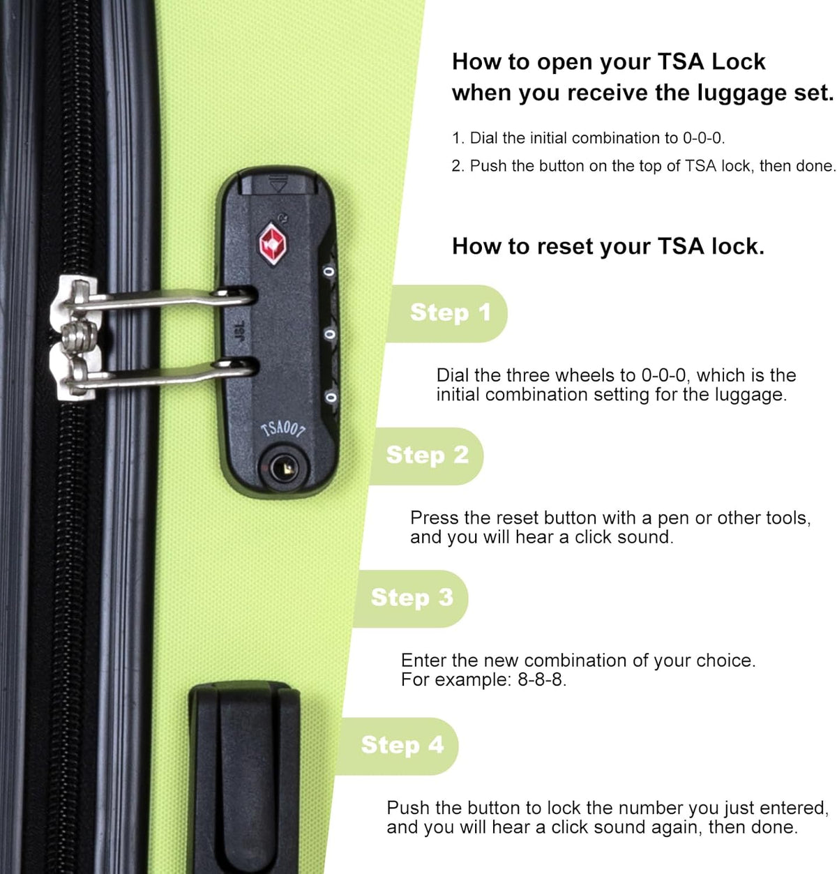 4 Piece Lightweight Luggage Set with TSA Lock & Spinner Wheels E4656