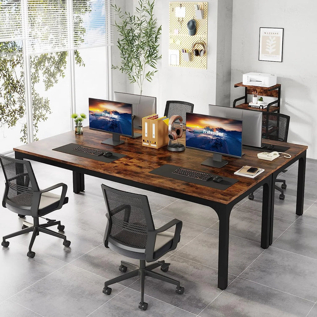 78.7 inches Extra Long Computer Desk with Adjustable Foot Pads, Rustic Brown A6043