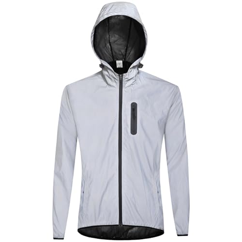 Reflective Waterproof Breathable Cycling Jacket with Hood T3888