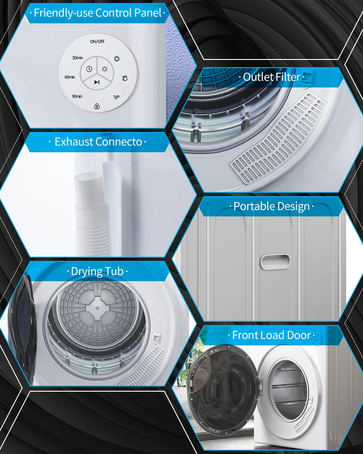 13 lbs Front Load Portable Electric Dryer with Stainless Steel Tub F62471