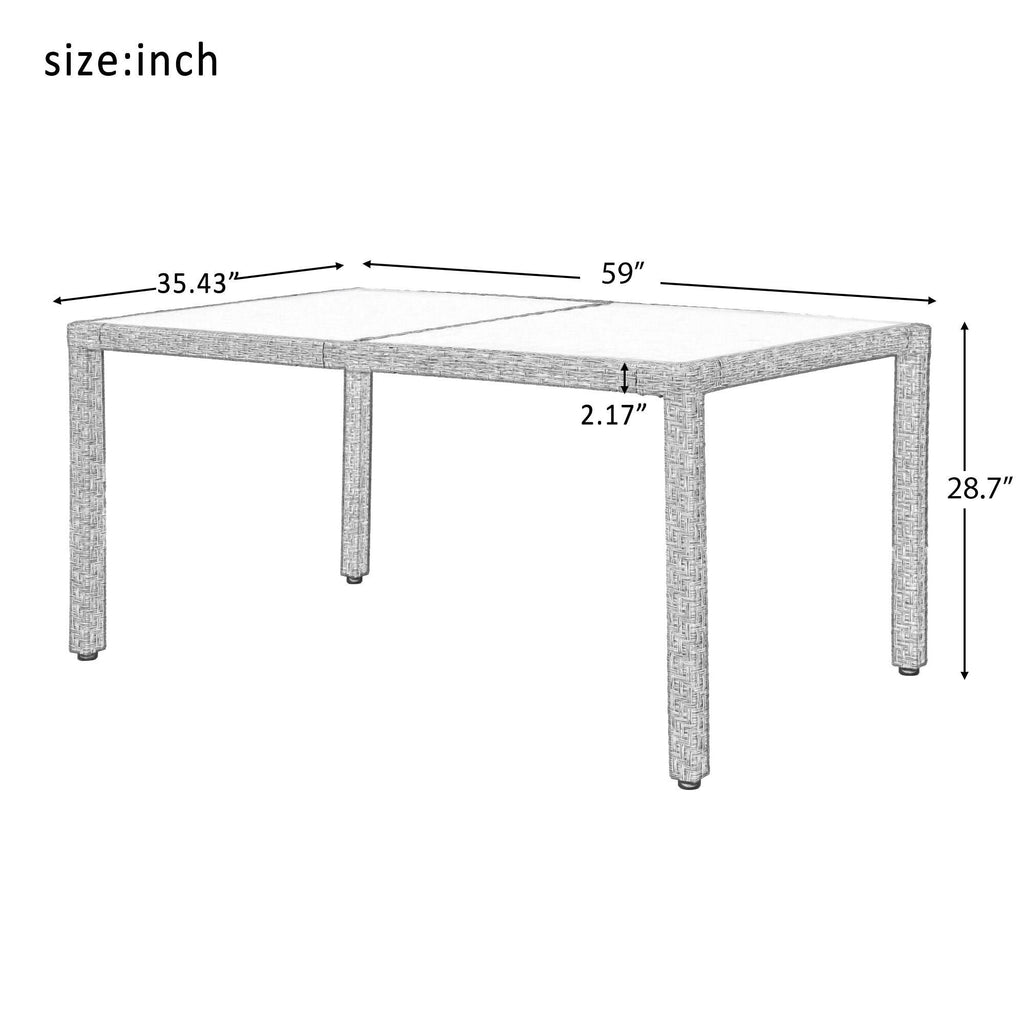 Beige-Brown 7 Piece Patio Wicker Dining Table Z939656