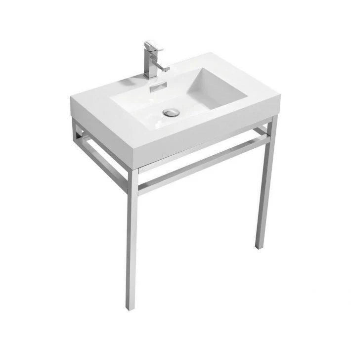 30 in. Stainless Steel Console with White Acrylic Sink U42668