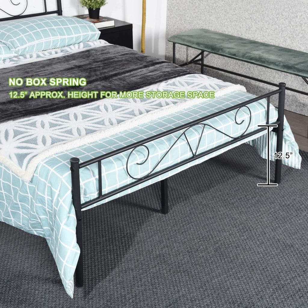 Queen Size Metal Platform Bed Frame with Headboard S932605