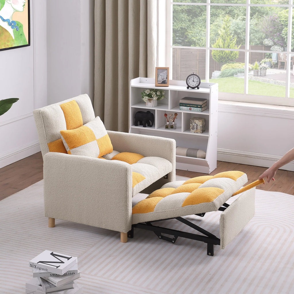 3-in-1 Convertible Sleeper Chair Bed Yellow P2897