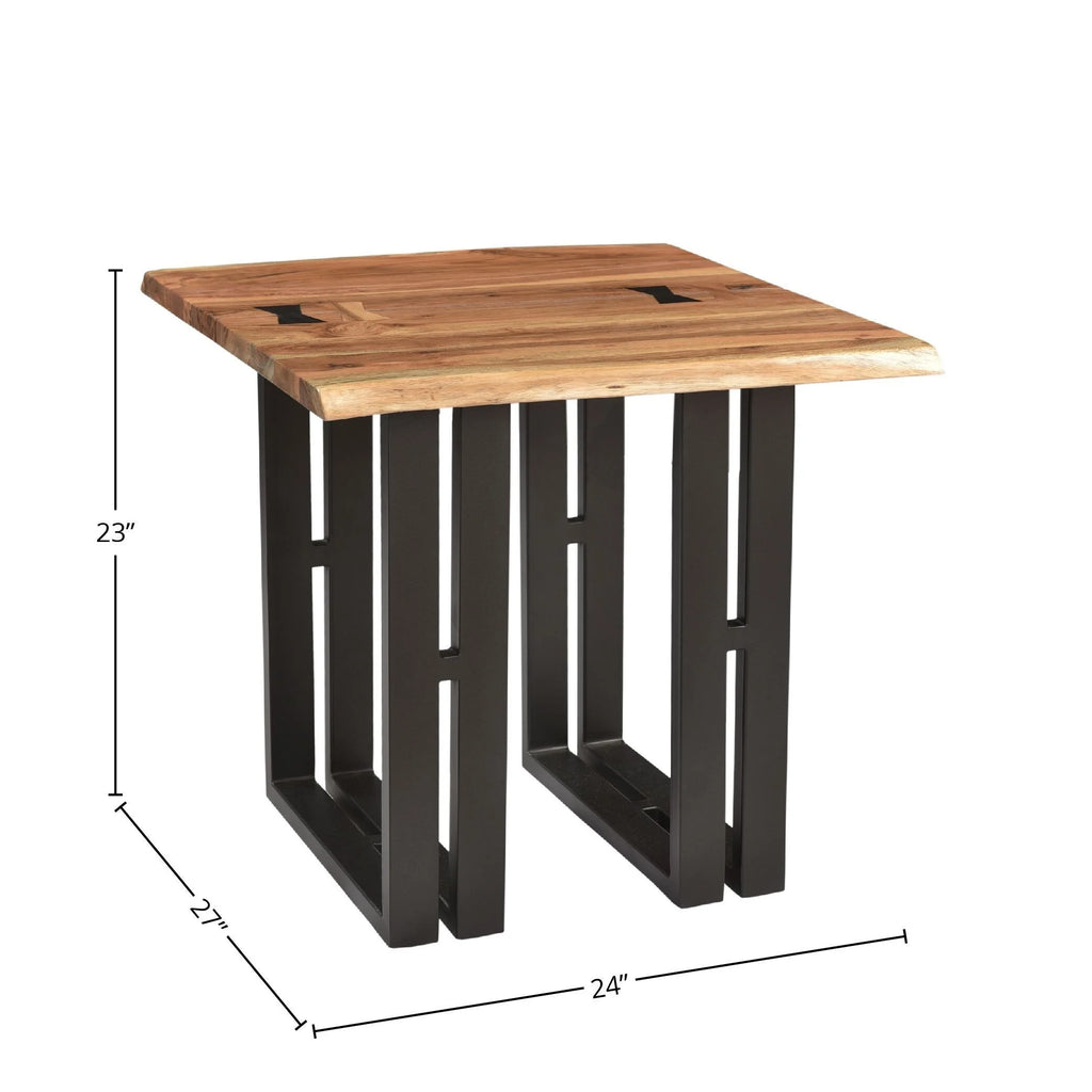 Acacia & Steel End Table T4516