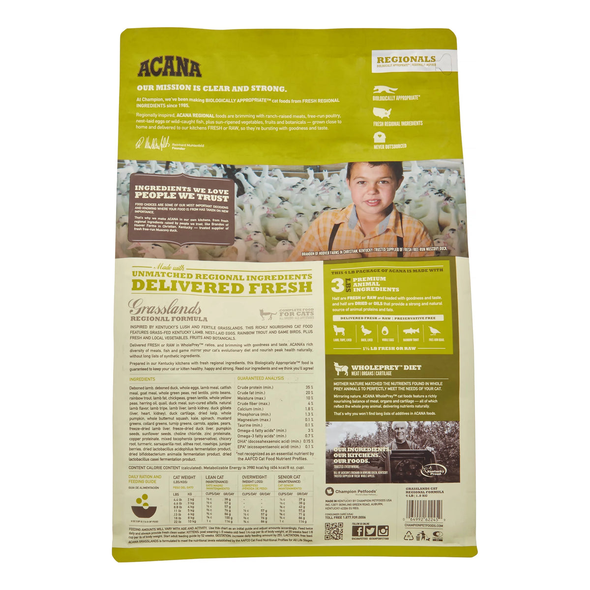 Grain-Free Lamb, Duck & Fish Dry Cat Food, 4 lb W373396