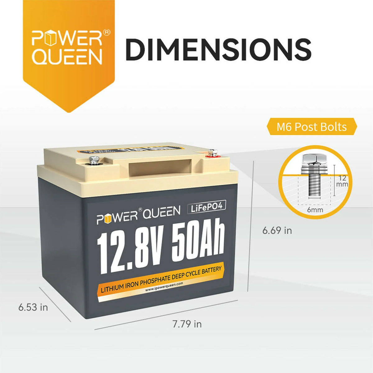 12V 50Ah LiFePO4 Lithium Battery X38618
