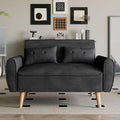 47" Linen Fabric Tufted Loveseat Sofa with Wood Legs N52513