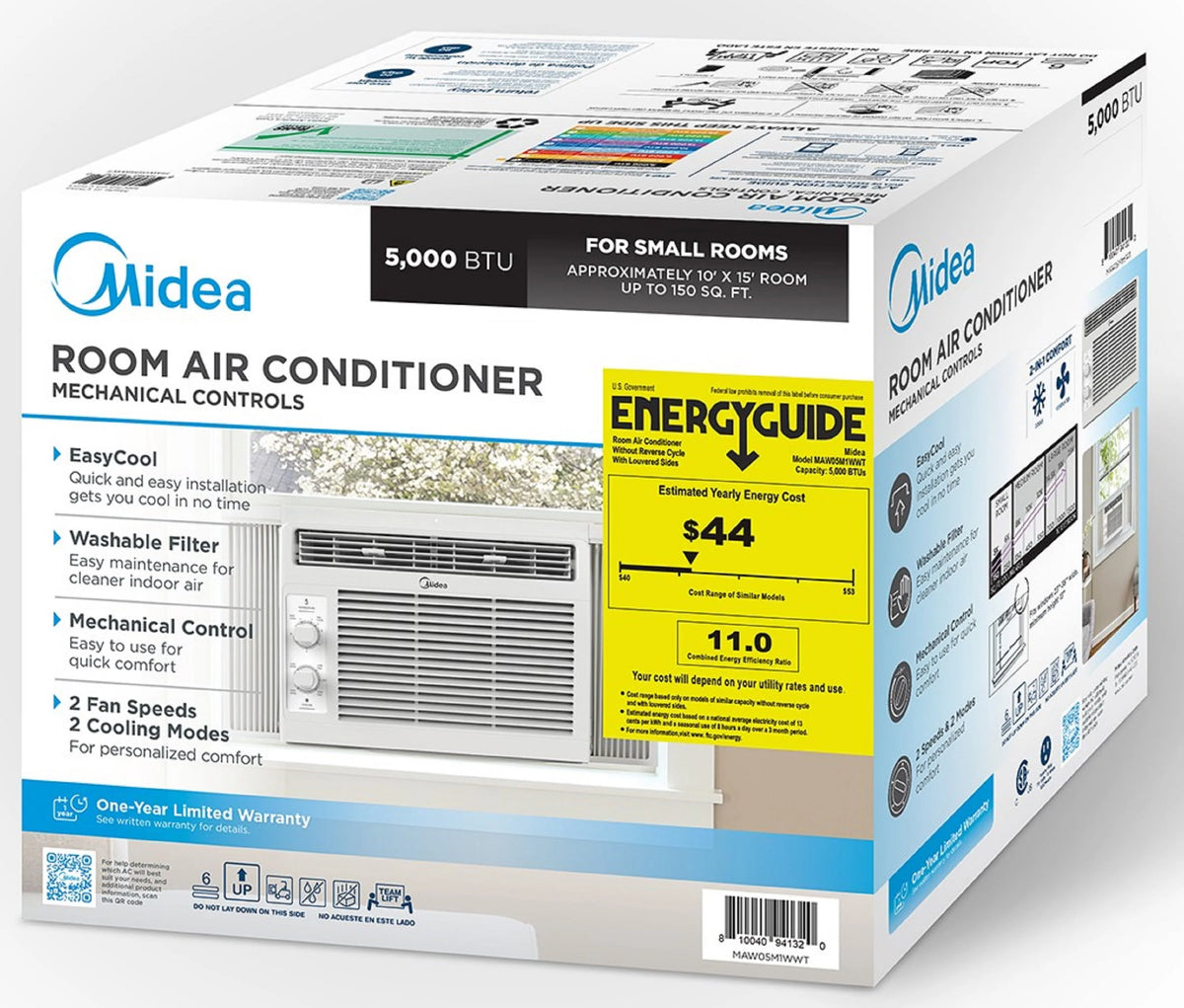 5,000 BTU 150 Sq ft Mechanical Window Air Conditioner, White U280
