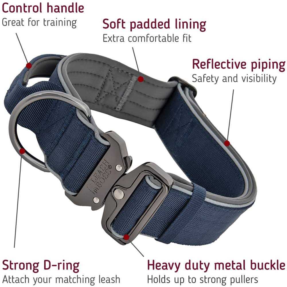 Heavy-Duty Adjustable Tactical Dog Collar with Handle D722623