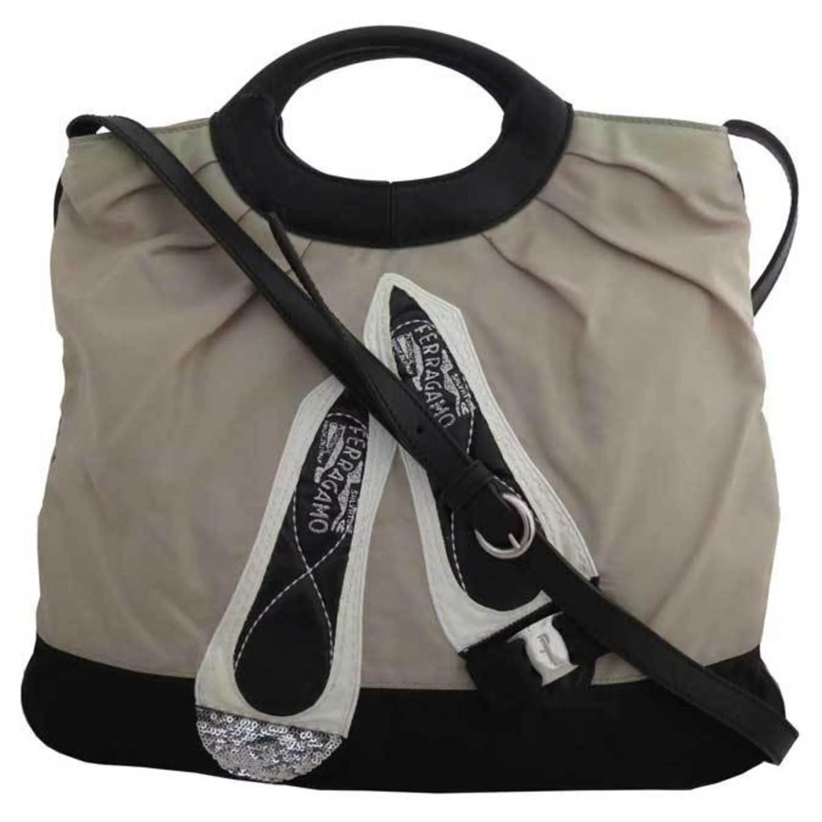 Pre-Owned Nylon Leather Handbag Shoulder Bag U49295