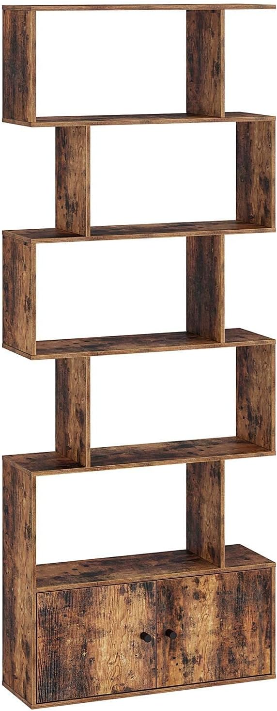 6-Tier Rustic Wooden Bookshelf with Cabinet Z819