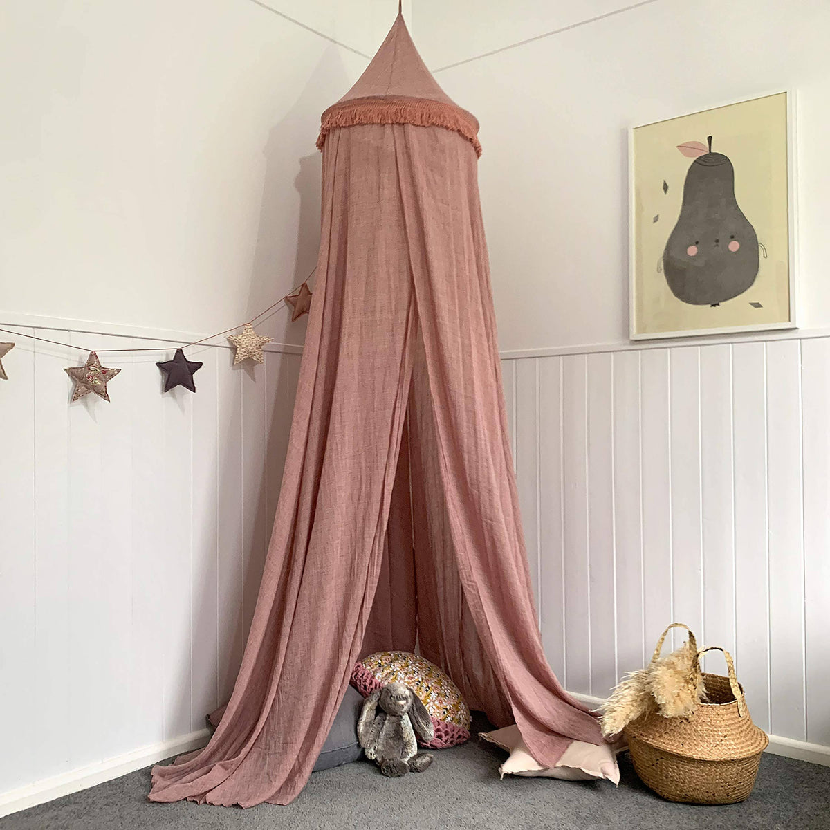 Hanging Dusty Dirty Pink Princess Canopy with Tassels T97200
