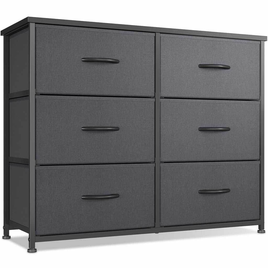 Black Grey 6 Drawer Dresser Q29162
