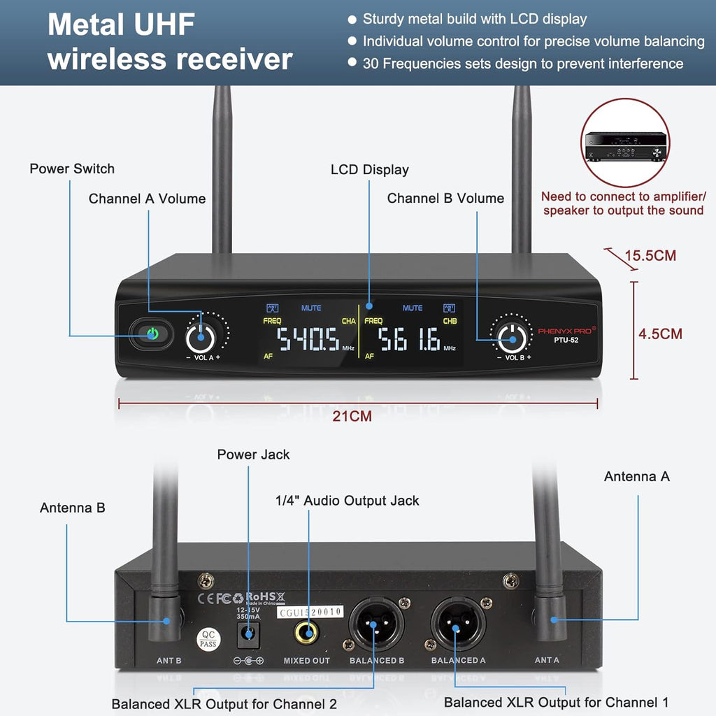 UHF Wireless Microphone System with Case T5833