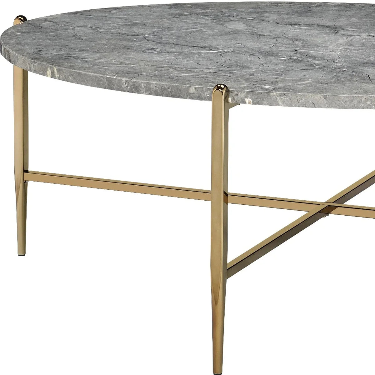 Champagne Faux Marble Metal Oval Coffee Table M65389