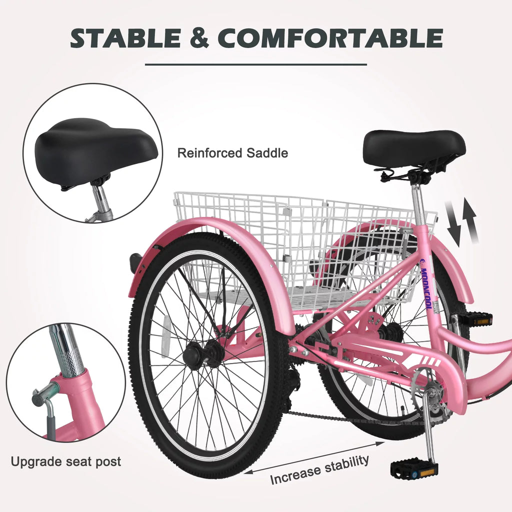 24 Adult Tricycle 7 Speed Cyan L715918