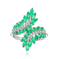 1.60 ct. t.w. Emerald and .10 ct. t.w. Diamond Bypass Ring in Sterling Silver T546333