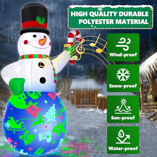 7Ft Christmas Inflatable Snowman with Music Box and Rotating LED Lights Z85469