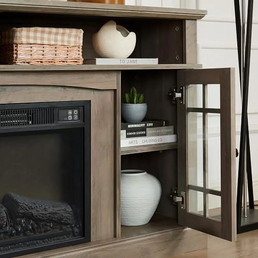 58'' TV Stand with 24.5'' Electric Fireplace Y48934