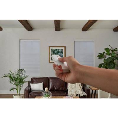 White Cordless Blackout Motorized Cellular Shade with Remote Control 43 in. W x 72 in. L D65507
