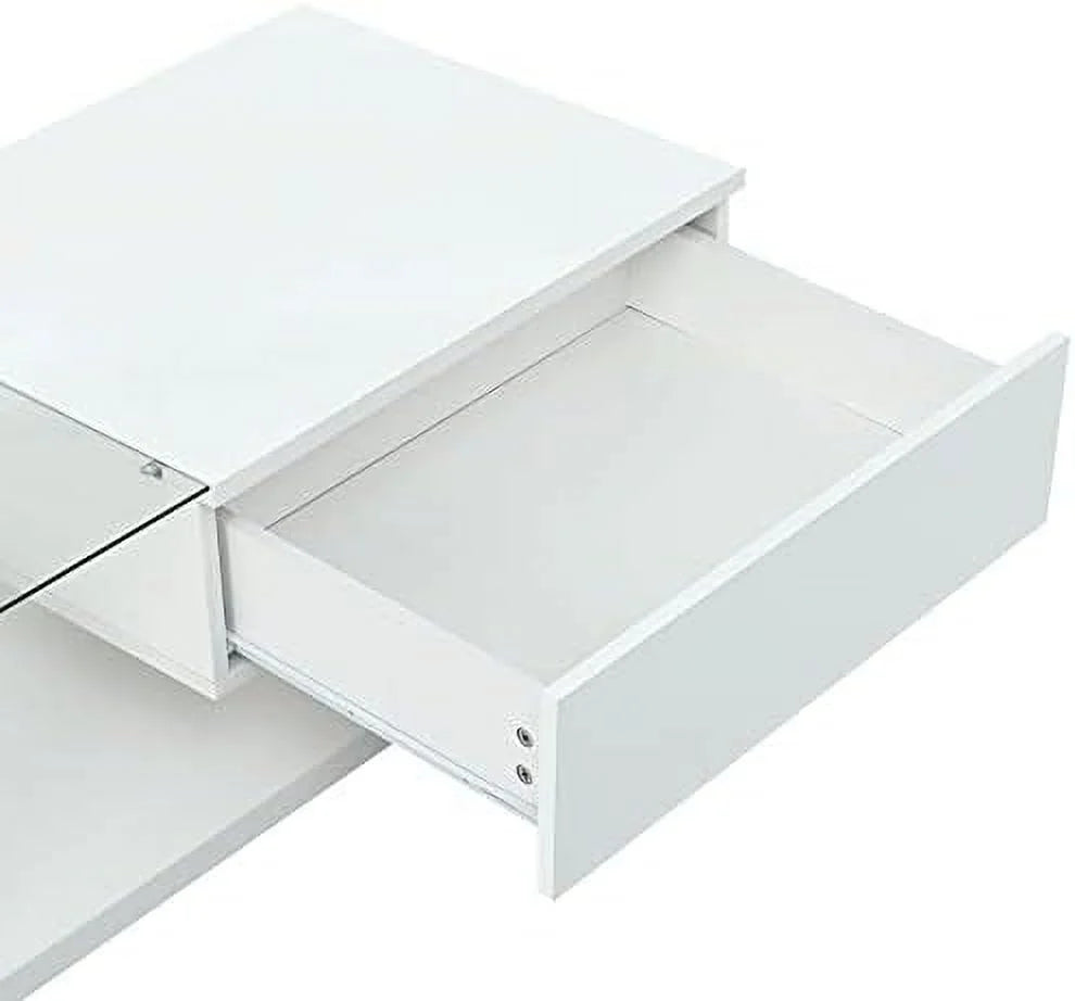 White Black 2-Layer Coffee Table with Removable Tray Q44030