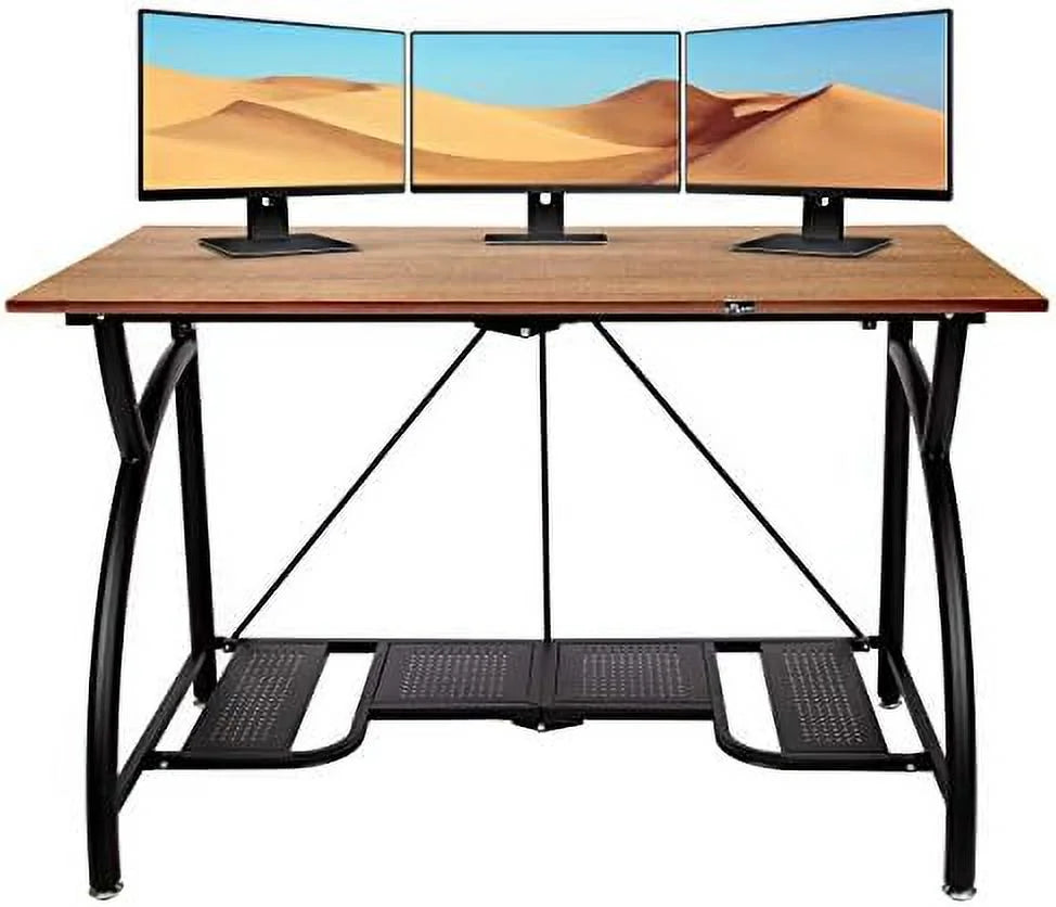 Folding Wooden Computer Desk with Bottom Shelf Black S195846