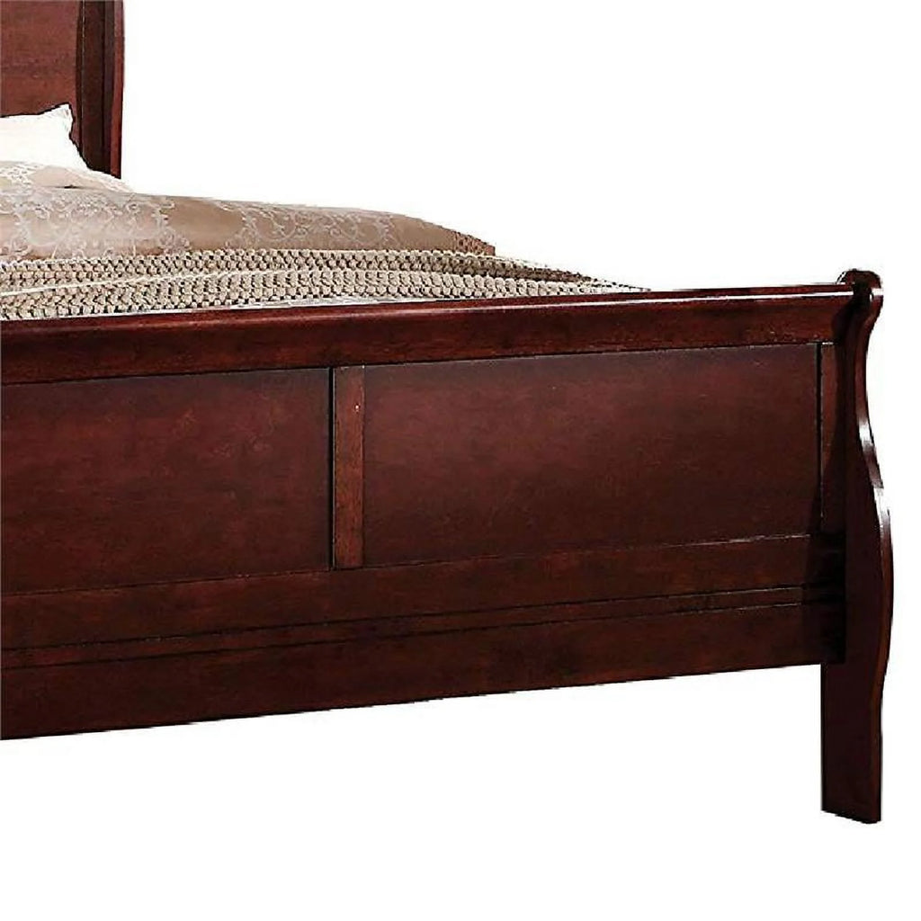 Brown Wood Queen Sleigh Bed V670