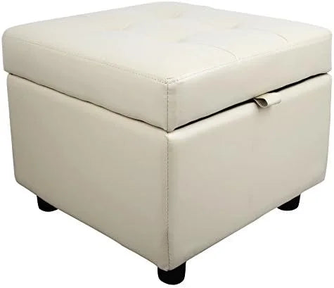 Black Tufted Leather Flip Top Ottoman X452406