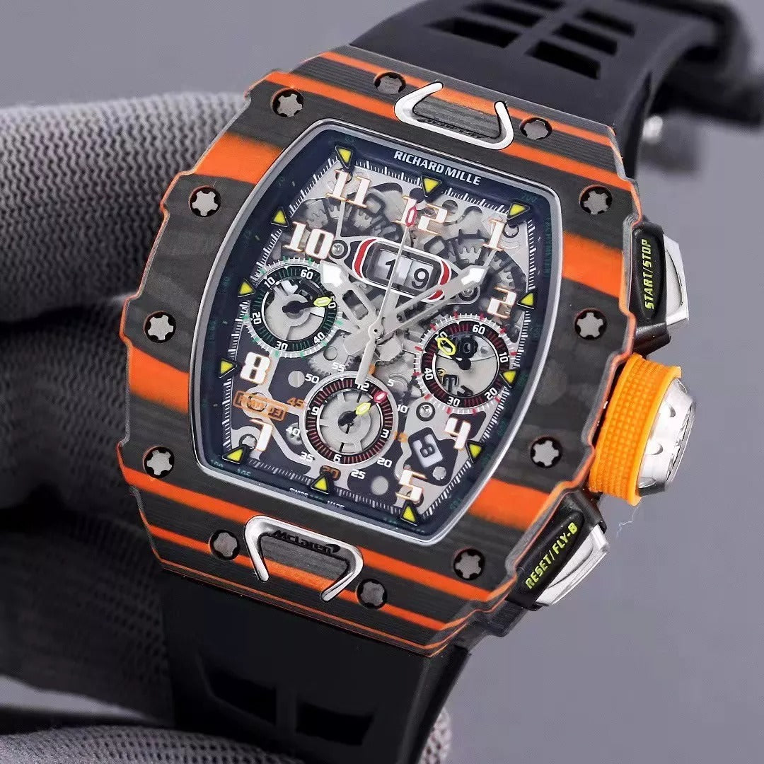 Black Orange Skeleton Dial Watch Y83638