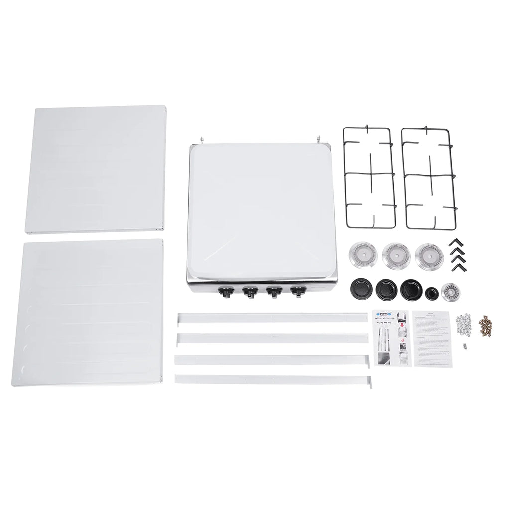 Portable 4 Burner Gas Stove with Support Leg Stand and Storage Rack R963546