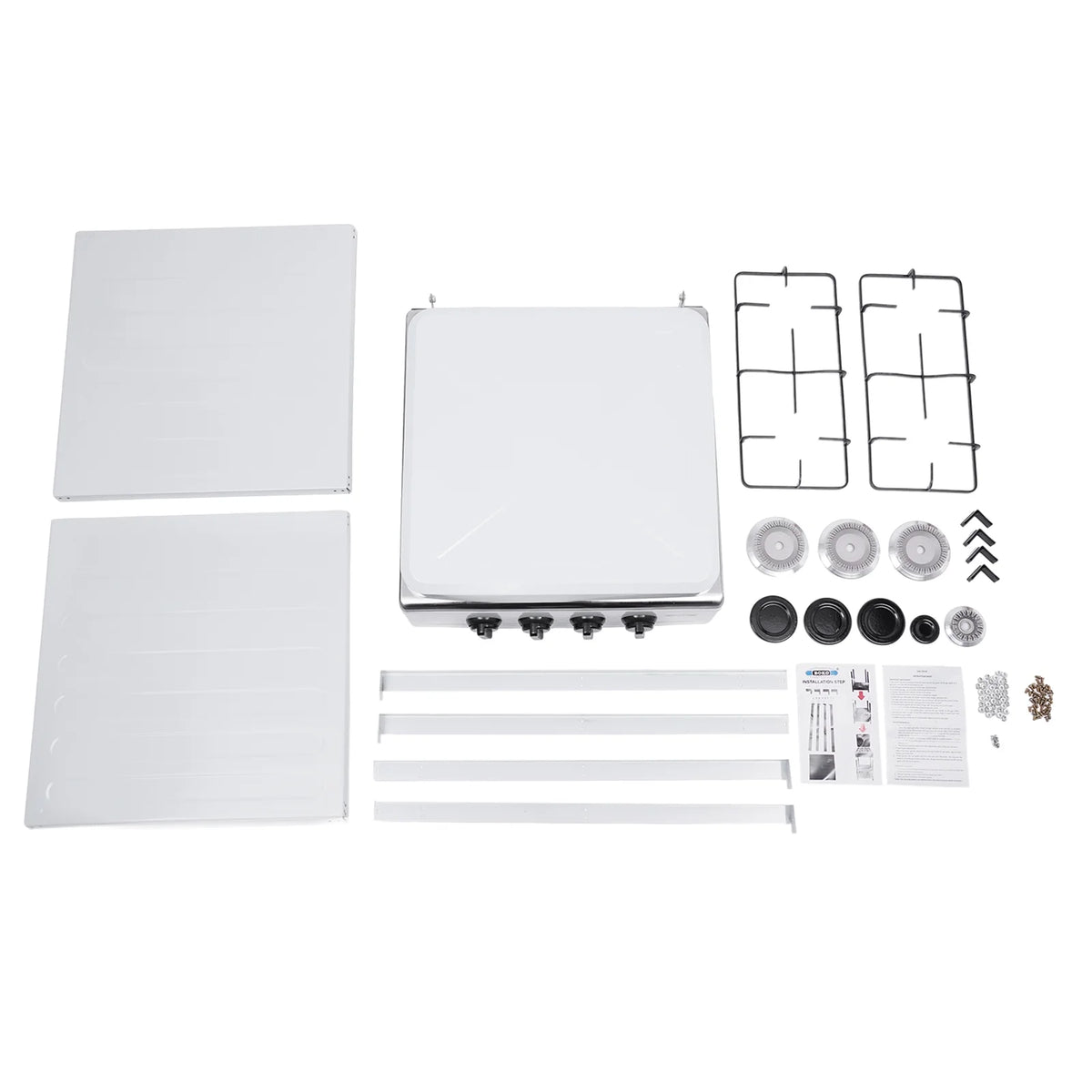 Portable 4 Burner Gas Stove with Support Leg Stand and Storage Rack R963546