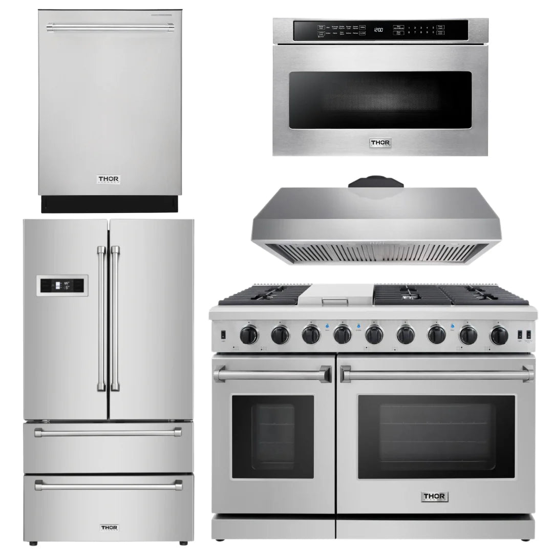 48 in. Gas Range, Range Hood, Dishwasher, Refrigerator, Microwave Drawer I4973