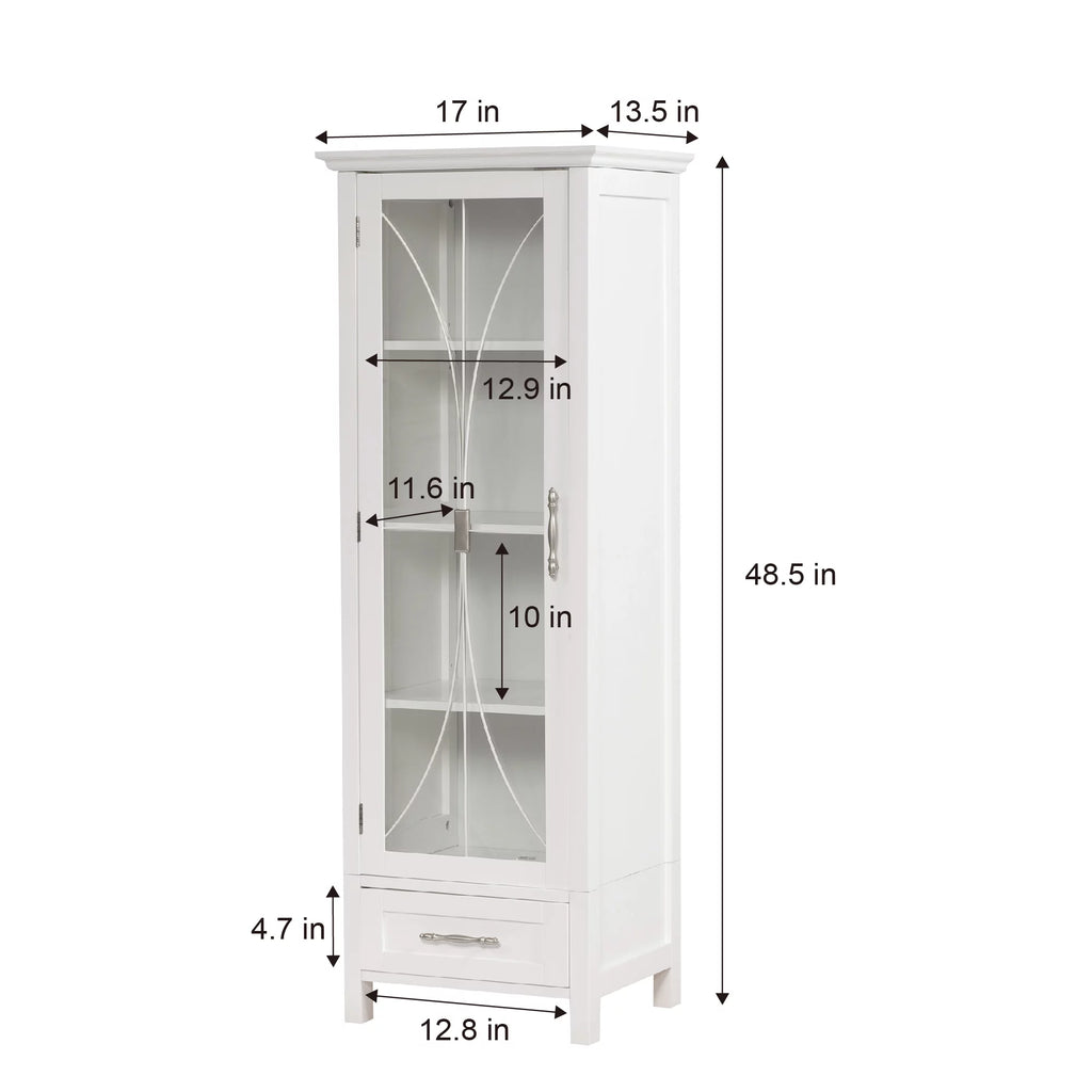 White Wooden Linen Cabinet with Drawer U98858