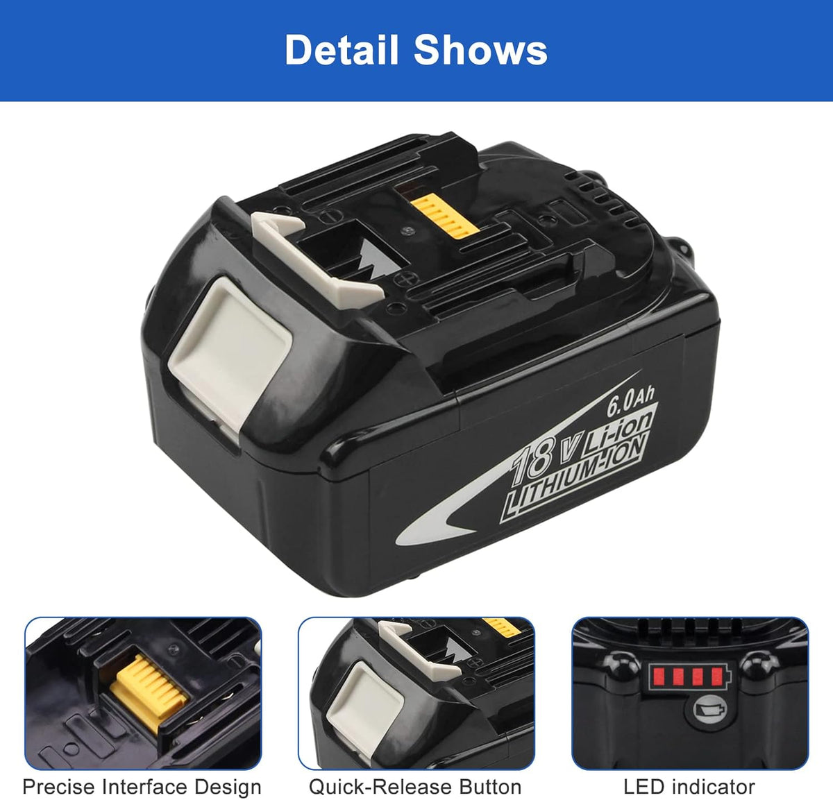 2 Packs 18 Volt 6.0Ah Replacement Battery with LED Indicator E20212